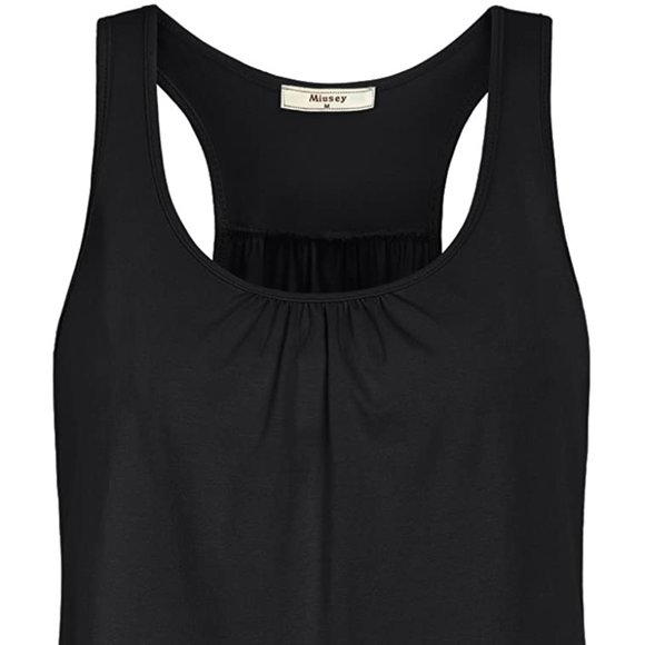 Miusey Tops - Sleeveless Round Neck Loose Fit Racerback Tank Top